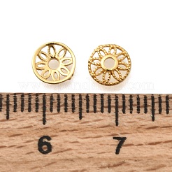 真鍮製ビーズキャップ  花  カドミウムフリー＆鉛フリー  ラックめっき  長持ちメッキ  24KGP本金メッキ  6x1.5mm  穴：1.4mm&nbsp;KK-G600-13G