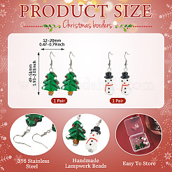 2 Pairs 2 Styles Christmas Theme Glass Dangle Earrings&nbsp;EJEW-TA00701