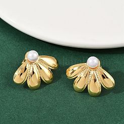 304 Stainless Steel ABS Plastic Pearl Stud Earrings&nbsp;LS-STAS-D368-01D-G