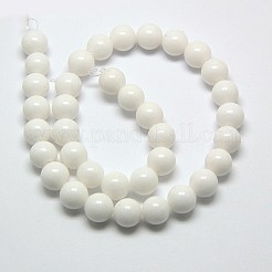 天然石マレーシアジェイドビーズ連売り  染め＆加熱  丸いビーズ  ホワイト  6mm  穴：1mm  約64個/連  15インチ&nbsp;X-G-M101-6mm-10