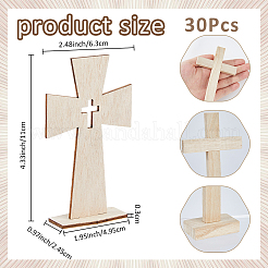 30Pcs Wooden Cross Display Decorations&nbsp;DIY-FH0009-72