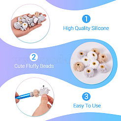 Silicone Focal Beads and Velvet Imitation Fur European Beads&nbsp;DIY-TA0013-50