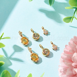4pcs 2 Styles Cubic Zirconia Charm with 2pcs Stainless Steel Rhinestone Charm&nbsp;ZIRC-TA0001-35
