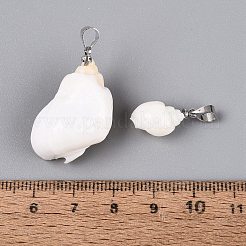 Brass & Natural Spiral Shell Pendants&nbsp;SHEL-Q029-13P