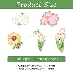 5Pcs 5 Styles Creative Zinc Alloy Brooches&nbsp;JEWB-YW0001-11