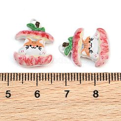 焼付塗装亜鉛合金ペンダント  リンゴのチャームが付いた猫の形  カラフル  18x14x5mm  穴：1mm&nbsp;AL-CBA032C-09
