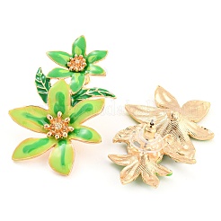 聖パトリックの日をテーマにした亜鉛合金ダングルスタッドピアス  花  ライムグリーン  46x31.5mm&nbsp;EJEW-Z030-01B-LG