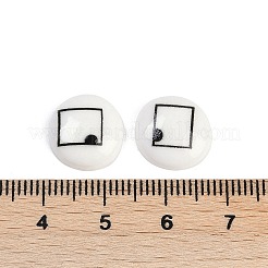 白と黒のフラットラウンドい漫画の樹脂カボション  正方形  13x4mm&nbsp;LS-CRES-Q009-01A