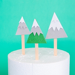 紙のクリスマスツリーケーキインサートカードの装飾  竹の棒で  クリスマスケーキの装飾用  カラフル  155~161mm  3個/セット&nbsp;DIY-H108-30