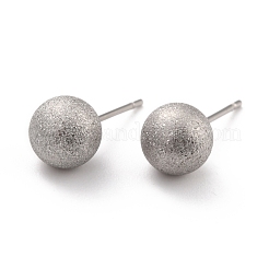 Tarnish Resistant 201 Stainless Steel Textured Ball Stud Earrings&nbsp;STAS-Z039-01A-P