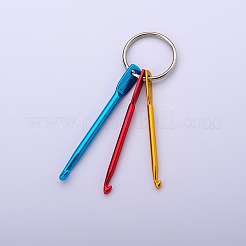 アルミかぎ針編みフックキーホルダー  鉄キーリング付き  ランダムな色  ピン：3mm  4mm  5mm&nbsp;PW22062533516