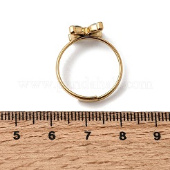 304ステンレススチールキュービックジルコニア指輪  花  イオンプレーティング（ip）  ゴールドカラー  ミックスカラー  17mm&nbsp;RJEW-C169-01G