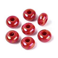 バレンタインデー 不透明アクリル ヨーロピアンビーズ  ABカラー  大穴ビーズ  ミックスカラー  14x8mm  穴：5mm&nbsp;OACR-E033-19M3