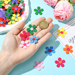 花の不織布アクセサリー300個  衣装帽子バッグ飾りアクセサリー  ミックスカラー  26x26.5x1mm&nbsp;DIY-SC0031-16A