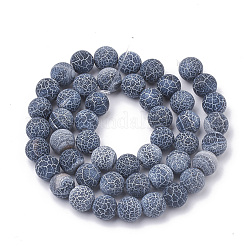 天然石風化瑪瑙ビーズ連売り  染め  艶消し  ラウンド  プルシアンブルー  8mm  穴：1mm  約48個/連  14インチ&nbsp;G-R365-8mm-01