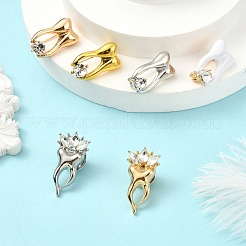 6個 6色 歯合金ラインストーンブローチ バックパック 服用  ミックスカラー  23.5~29x13~14mm  1pc /カラー&nbsp;JEWB-CJ0001-86