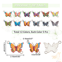 60Pcs 12 Colors Alloy Enamel Connector Charms&nbsp;ENAM-NB0001-98