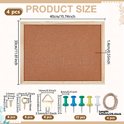 4Pcs Rectangle Cork Bulletin Board&nbsp;AJEW-GO0002-70