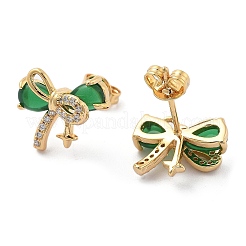 Brass Micro Pave Clear Cubic Zirconia Stud Earrings&nbsp;EJEW-G415-02B-G