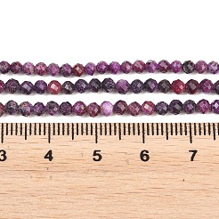 加熱された天然スギライトビーズ連売り  ラウンド  多面カット  3x2.5mm  穴：0.6~0.7mm  約144~146個/連  14.96~15.24''（38~38.7センチメートル）&nbsp;G-B193-B02-3mm