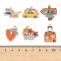バケーション旅行用合金エナメルペンダント  混合形状チャーム  ゴールドカラー  ミックスカラー  15.5~29x18.5~28x1.5mm  穴：2mm  約10個/セット&nbsp;AL-CBADB2B-09G