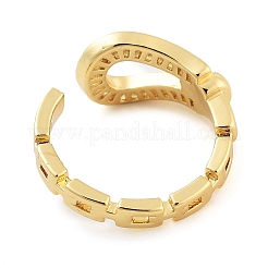 Rack Plating Brass Clear Cubic Zirconia Belt Shape Open Cuff Rings for Women&nbsp;KK-S371-06G