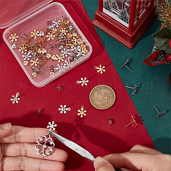 40Pcs 2 Colors 201 Stainless Steel Snowflake Stud Earring Findings&nbsp;STAS-UN0047-60