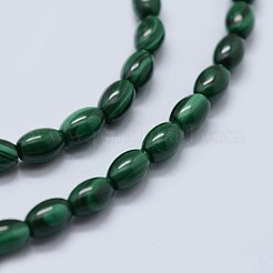 天然石マラカイトビーズ連売り  オーバル  6x4mm  穴：0.8mm  約64個/連  15.7インチ（40cm）&nbsp;G-F571-21-B