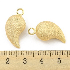 真鍮の織り目加工のペンダント  カドミウムフリー＆ニッケルフリー＆鉛フリー  勾玉  18KGP本金メッキ  23.5x12x9.5mm  穴：3mm&nbsp;KK-P258-06G