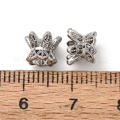 真鍮製ビーズキャップ  花  プラチナ  8x6mm  穴：3mm&nbsp;ZIRC-L105-14P