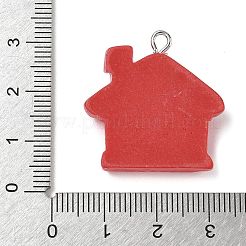 クリスマステーマの不透明樹脂ペンダント  プラチナ鉄ループ付き  ハウス  26x27x5mm  穴：2mm&nbsp;RESI-I344-04P-05