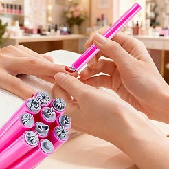 ABSプラスチックネイルアートスタンプペンセット  さまざまな模様のネイルアートツール  シリコンハンドル付き  赤ミディアム紫  100x10mm  10個/セット&nbsp;TOOL-WH20005-20B