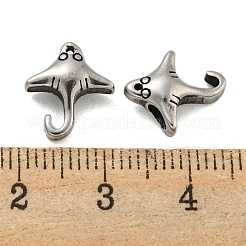 動物 304 ステンレス ビーズ  アンティークシルバー  魚  12.5x10.5x4.5mm  穴：1.8mm&nbsp;STAS-E214-11AS-07