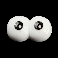 オペーク樹脂カボション  面白い目  ホワイト  12x20x6.5mm&nbsp;RESI-H151-08