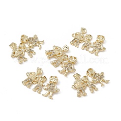 Brass Micro Pave Clear Cubic Zirconia Connector Charms&nbsp;KK-E068-VB362