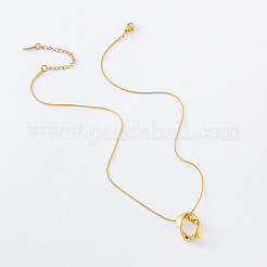 3Pcs Elegant Stainless Steel Twisted Oval Ring Pendant Necklaces for Women&nbsp;PM1396