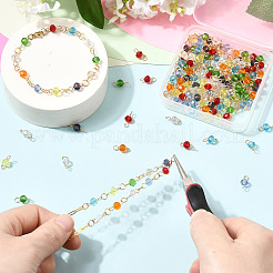 240Pcs 10 Colors Glass Connector Charms&nbsp;PALLOY-SW00087