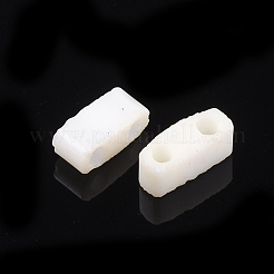 2穴不透明ガラスシードビーズ  長方形  フローラルホワイト  4.5~5.5x2x2~2.5mm  穴：0.5~0.8mm&nbsp;SEED-S023-05A