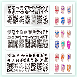 ステンレス鋼の DIY ネイルアート テンプレート  テンプレートツール  長方形  キノコ  12x6cm  3個/セット&nbsp;MRMJ-WH0092-125