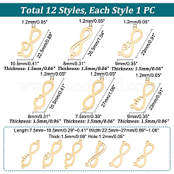 12Pcs 12 Style 304 Stainless Steel Link Pendants&nbsp;STAS-UN0040-52