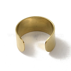 304ステンレススチールオープンカフリング  女性用フラットラウンドチャームジュエリー  ゴールドカラー  内径：20.5mm&nbsp;RJEW-K258-03G