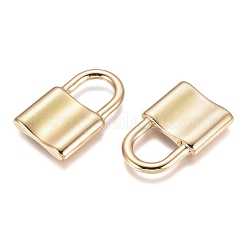PVD真空メッキ304ステンレスペンダント  長持ちメッキ  南京錠  ゴールドカラー  31x20x4mm  穴：10x11mm&nbsp;STAS-G212-03G-01
