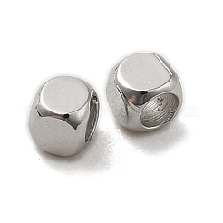 真鍮製スペーサービーズ  キューブ  プラチナメッキ  2x2x2mm  穴：1.2mm&nbsp;KK-P249-01A-P