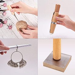 ジュエリーツール  取り外し可能な両面ゴムハンマー  マレット  アイアン製金床アンビル叩き台  木のパーツ  ステンレス製の定規  304ステンレススチールビーズピンセットとジュエリープライヤー  ミックスカラー  28x1.2~2.5cm  約12個/セット&nbsp;TOOL-PH0016-36
