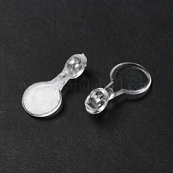 プラスチック接着剤付きフラットパッドベイル  フラットラウンドペンダントの検索  透明  16x8x5.4mm  穴：2mm&nbsp;KY-E013-01
