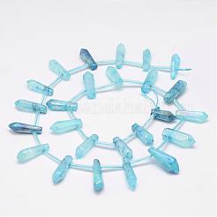 天然結晶尖ったビーズ連売り  染め  弾丸  15~22x5~11x5~11mm  穴：2mm&nbsp;G-G940-01