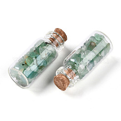 ガラスウィッシングボトルディスプレイ装飾  天然のグリーンアベンチュリンチップとコルク栓付き  37.5x16mm&nbsp;AJEW-T013-02G