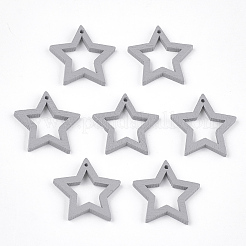 塗装ポプラウッドペンダント  スター  ミックスカラー  24.5~25x24.5x2.5mm  穴：1.2mm&nbsp;WOOD-T021-10