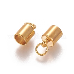 201ステンレススチールコードエンド  エンドキャップ  コラム  ゴールドカラー  10x5mm  穴：4mm  内径：4.2mm&nbsp;STAS-L226-016D-G