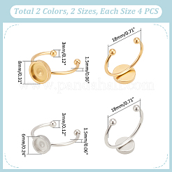 304ステンレススチールカフパッドリングセッティング  レーザー切断  フラットラウンド  ミックスカラー  トレイ：8ミリと10mm  16個/箱&nbsp;STAS-UN0025-85